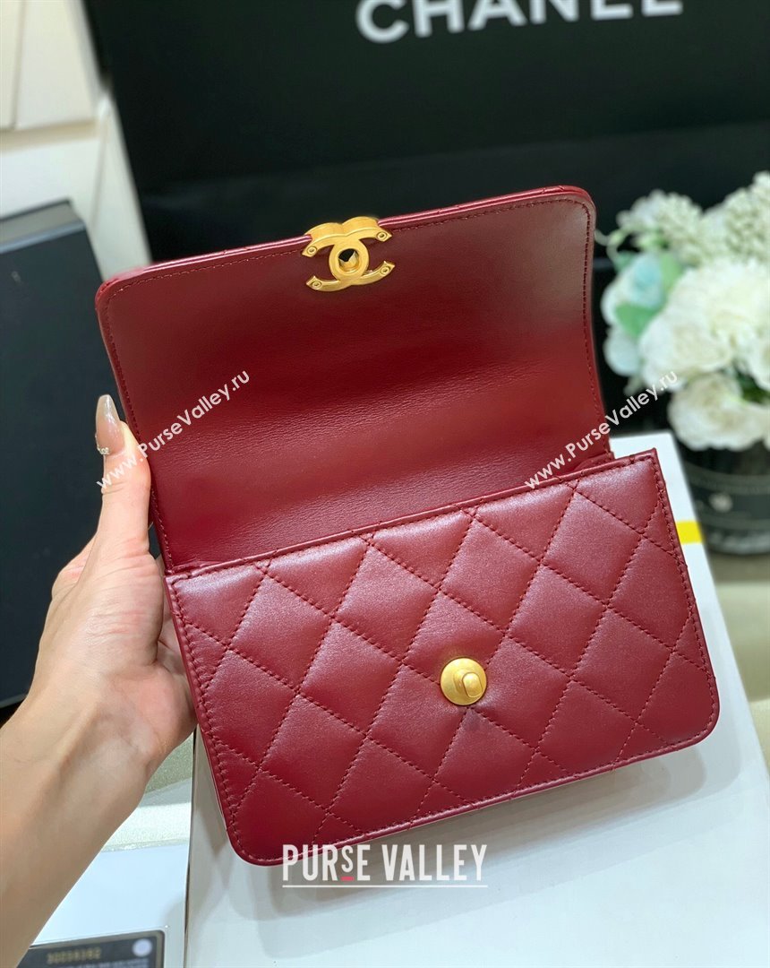 Chanel Quilted Calfskin Mini Flap Bag with Adjustable Strap AS2615 Burgundy 2024 TOP Quality (SHUNY-24091213)