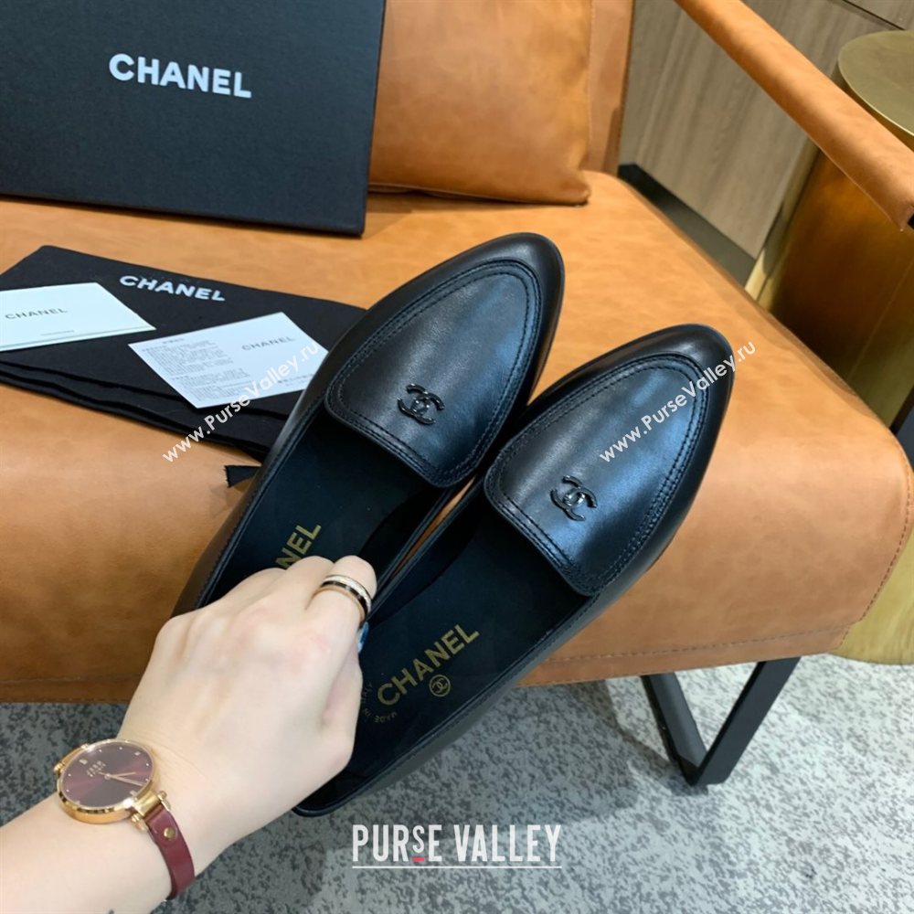 Chanel Calfskin Loafers with CC Logo Charm G36717 All Black 2020 (MD-20111233)