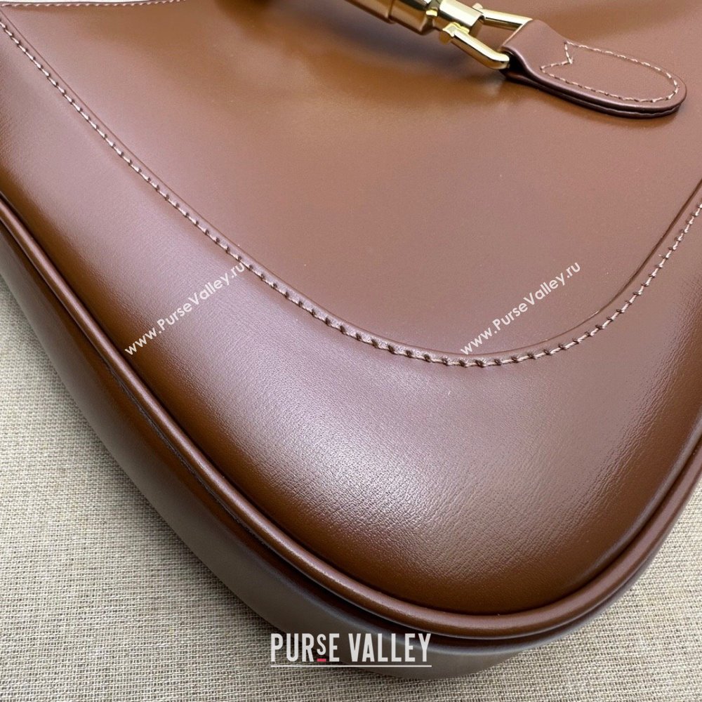 Gucci Jackie 1961 Shiny Leather Small Hobo Bag ‎636709 Brown 2024 (DHL-24041101)