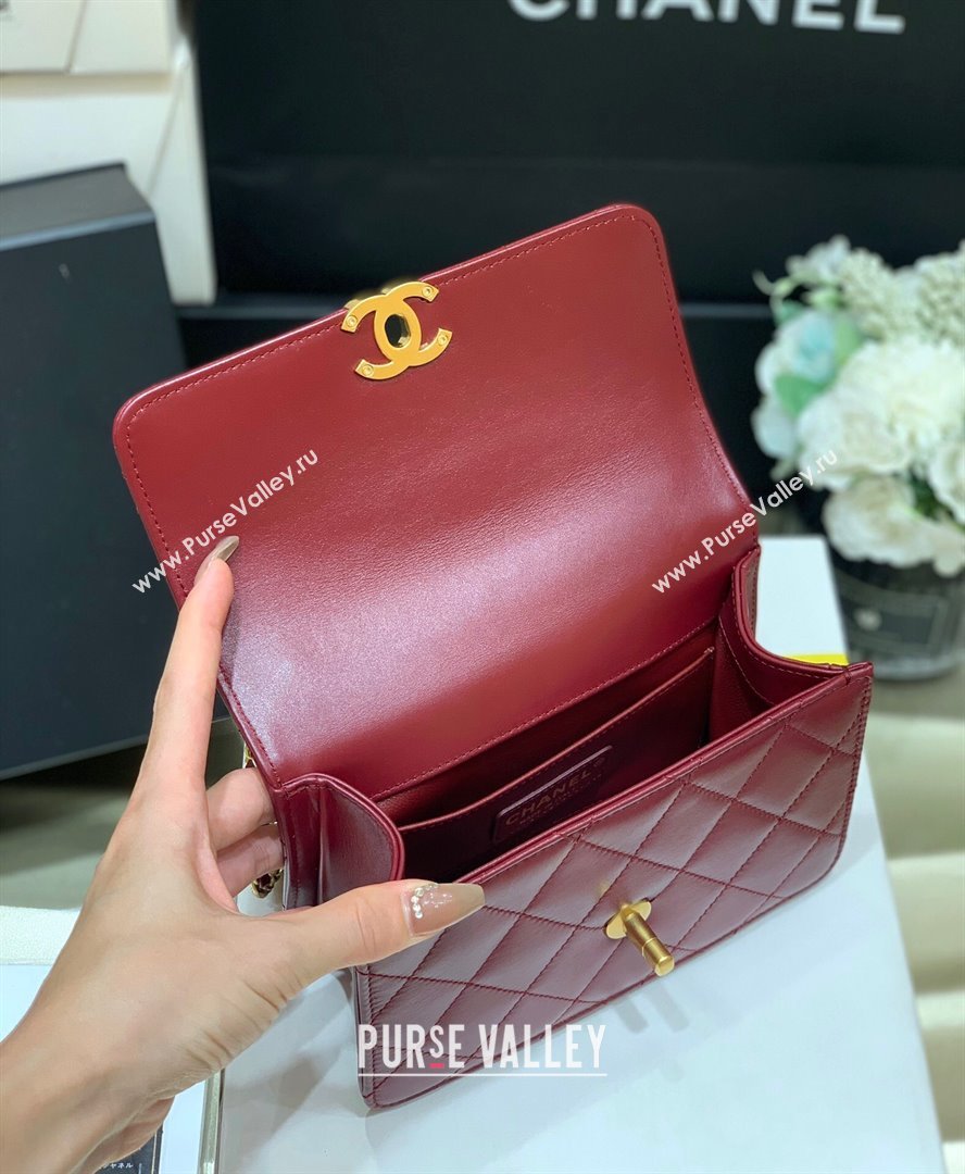 Chanel Quilted Calfskin Mini Flap Bag with Adjustable Strap AS2615 Burgundy 2024 TOP Quality (SHUNY-24091213)