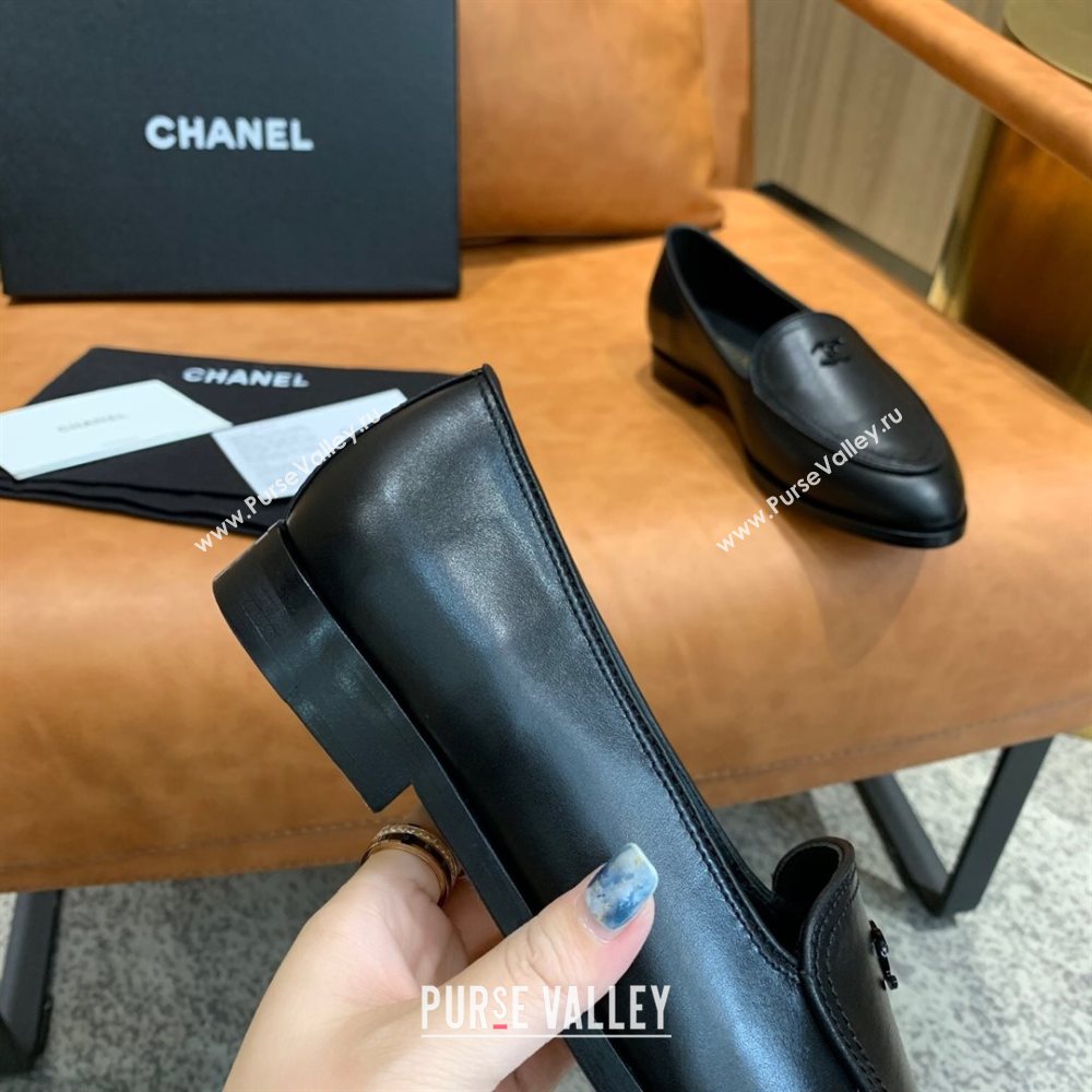 Chanel Calfskin Loafers with CC Logo Charm G36717 All Black 2020 (MD-20111233)