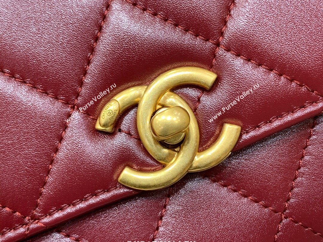 Chanel Quilted Calfskin Mini Flap Bag with Adjustable Strap AS2615 Burgundy 2024 TOP Quality (SHUNY-24091213)