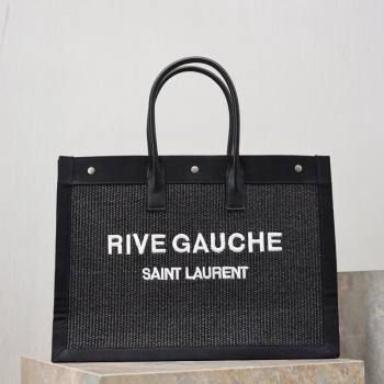 Saint Laurent Rive Gauche Large Tote bag in Woven Black 2026 509415 (MHUI-260403066)
