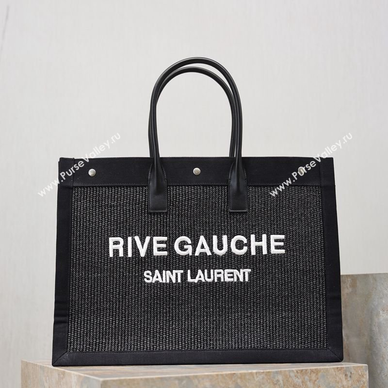 Saint Laurent Rive Gauche Large Tote bag in Woven Black 2026 509415 (MHUI-260403066)