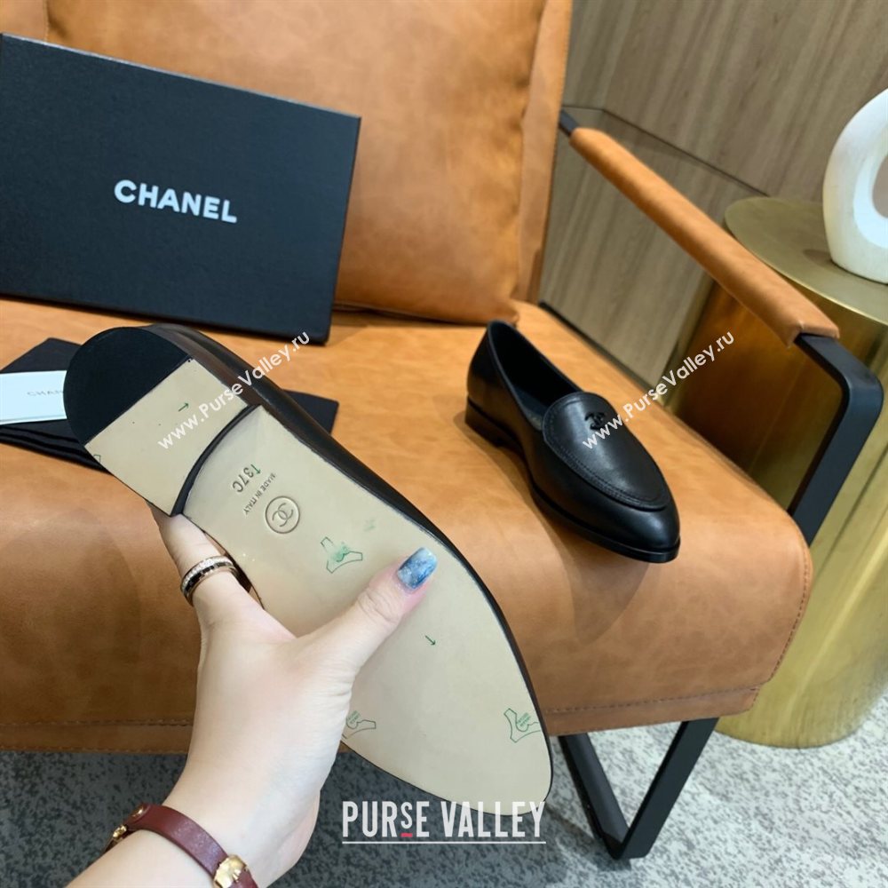 Chanel Calfskin Loafers with CC Logo Charm G36717 All Black 2020 (MD-20111233)