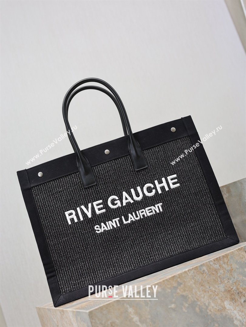 Saint Laurent Rive Gauche Large Tote bag in Woven Black 2026 509415 (MHUI-260403066)