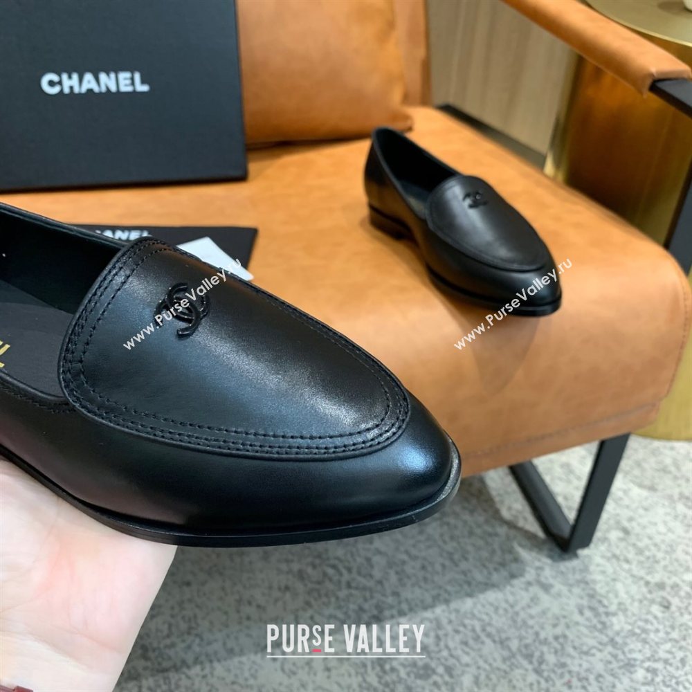Chanel Calfskin Loafers with CC Logo Charm G36717 All Black 2020 (MD-20111233)