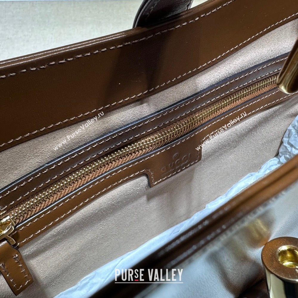 Gucci Jackie 1961 Shiny Leather Small Hobo Bag ‎636709 Brown 2024 (DHL-24041101)