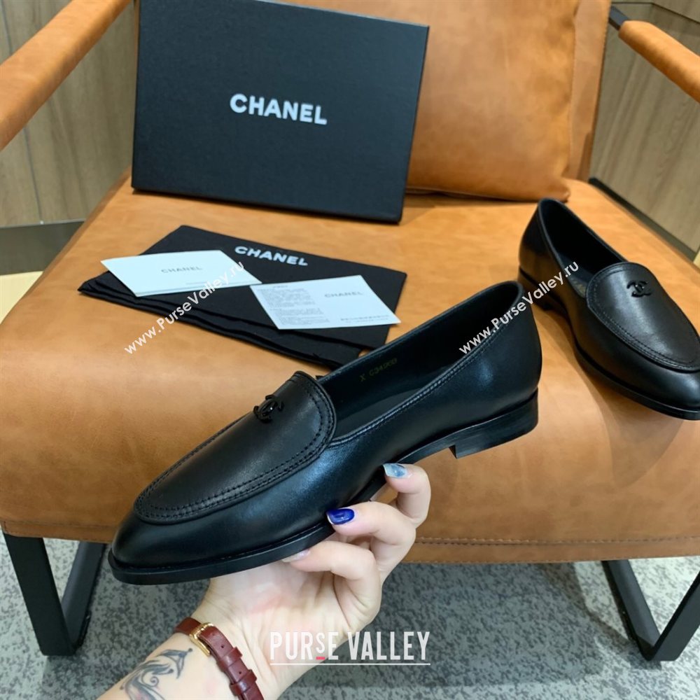 Chanel Calfskin Loafers with CC Logo Charm G36717 All Black 2020 (MD-20111233)
