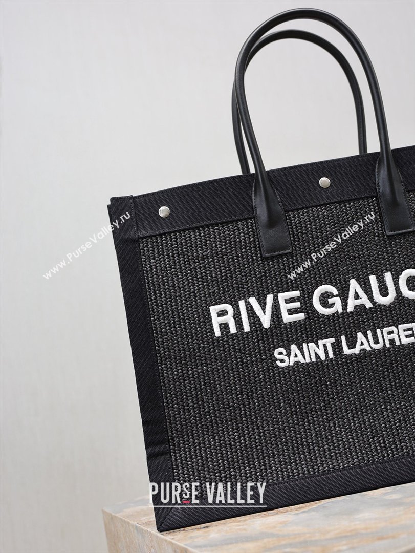 Saint Laurent Rive Gauche Large Tote bag in Woven Black 2026 509415 (MHUI-260403066)