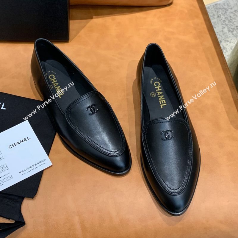 Chanel Calfskin Loafers with CC Logo Charm G36717 All Black 2020 (MD-20111233)