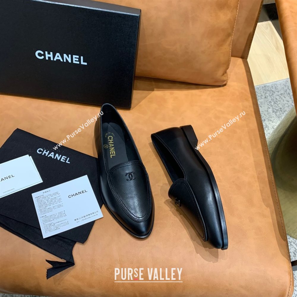 Chanel Calfskin Loafers with CC Logo Charm G36717 All Black 2020 (MD-20111233)