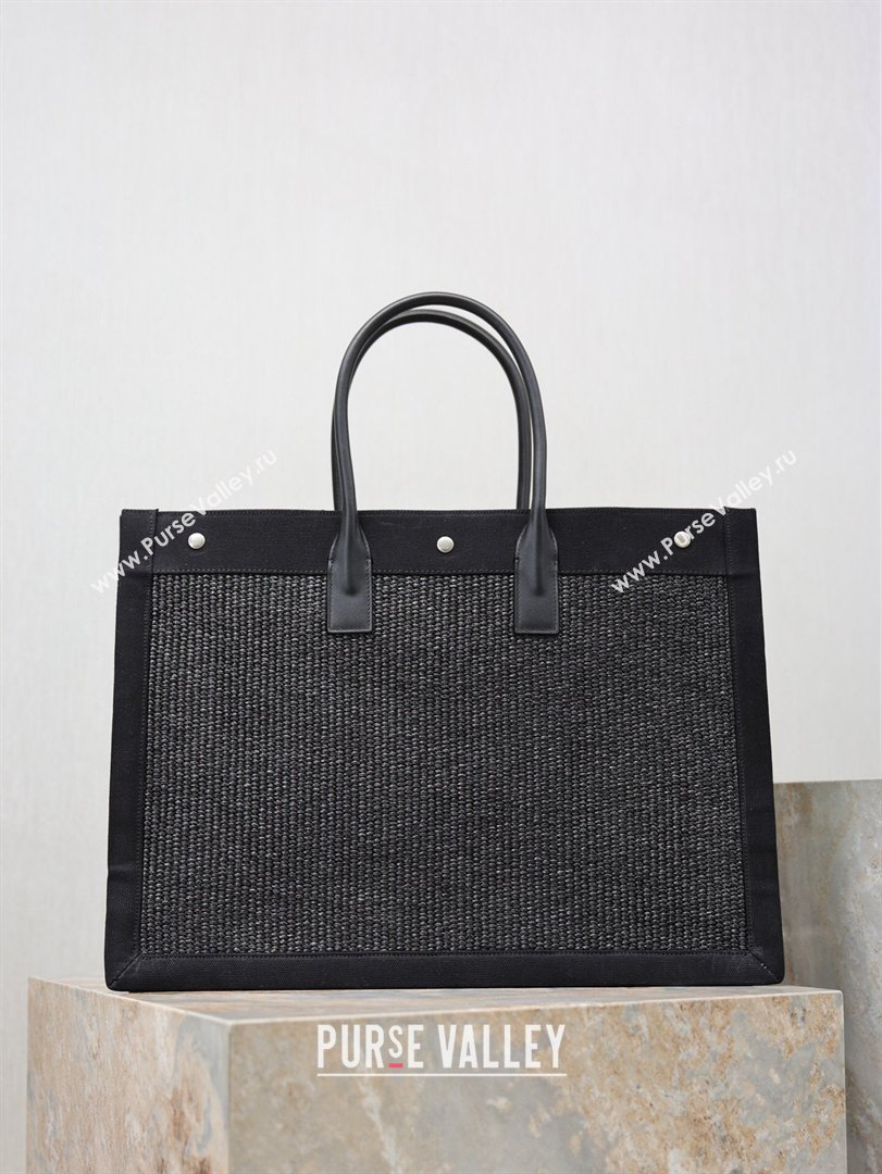 Saint Laurent Rive Gauche Large Tote bag in Woven Black 2026 509415 (MHUI-260403066)