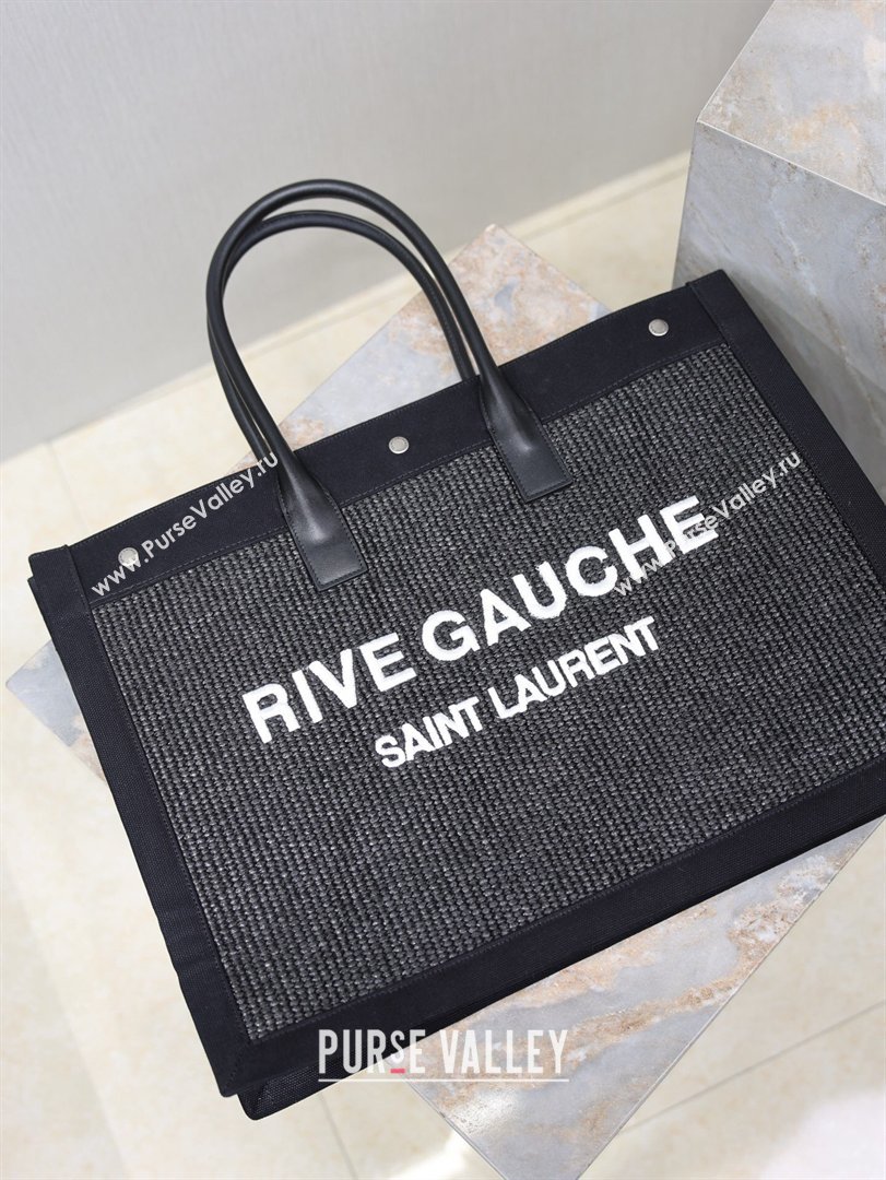 Saint Laurent Rive Gauche Large Tote bag in Woven Black 2026 509415 (MHUI-260403066)