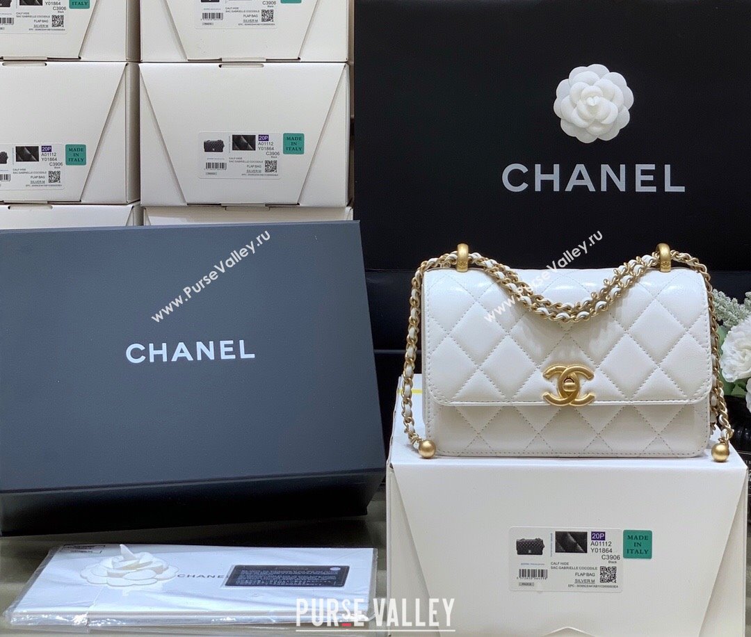 Chanel Quilted Calfskin Mini Flap Bag with Adjustable Strap AS2615 White 2024 TOP Quality (SHUNY-24091215)