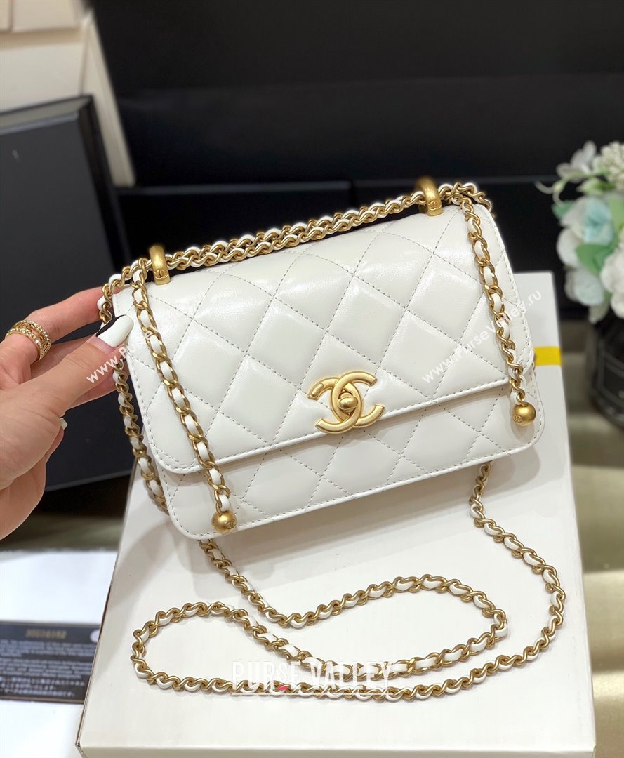 Chanel Quilted Calfskin Mini Flap Bag with Adjustable Strap AS2615 White 2024 TOP Quality (SHUNY-24091215)