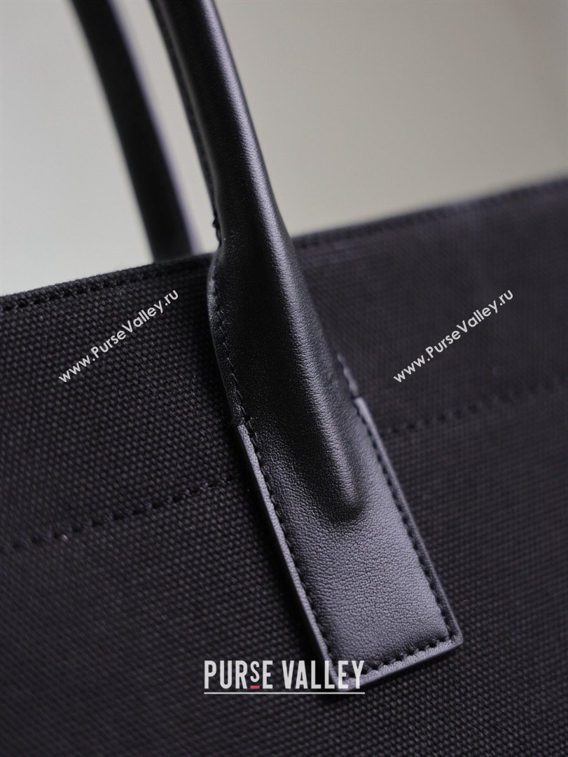 Saint Laurent Rive Gauche Large Tote bag in Linen and Cotton Black 2026 509415 (MHUI-260403067)