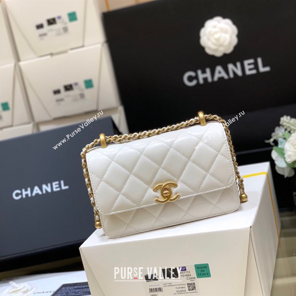 Chanel Quilted Calfskin Mini Flap Bag with Adjustable Strap AS2615 White 2024 TOP Quality (SHUNY-24091215)