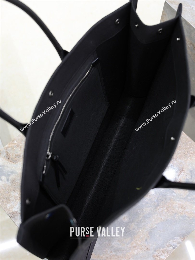 Saint Laurent Rive Gauche Large Tote bag in Linen and Cotton Black 2026 509415 (MHUI-260403067)