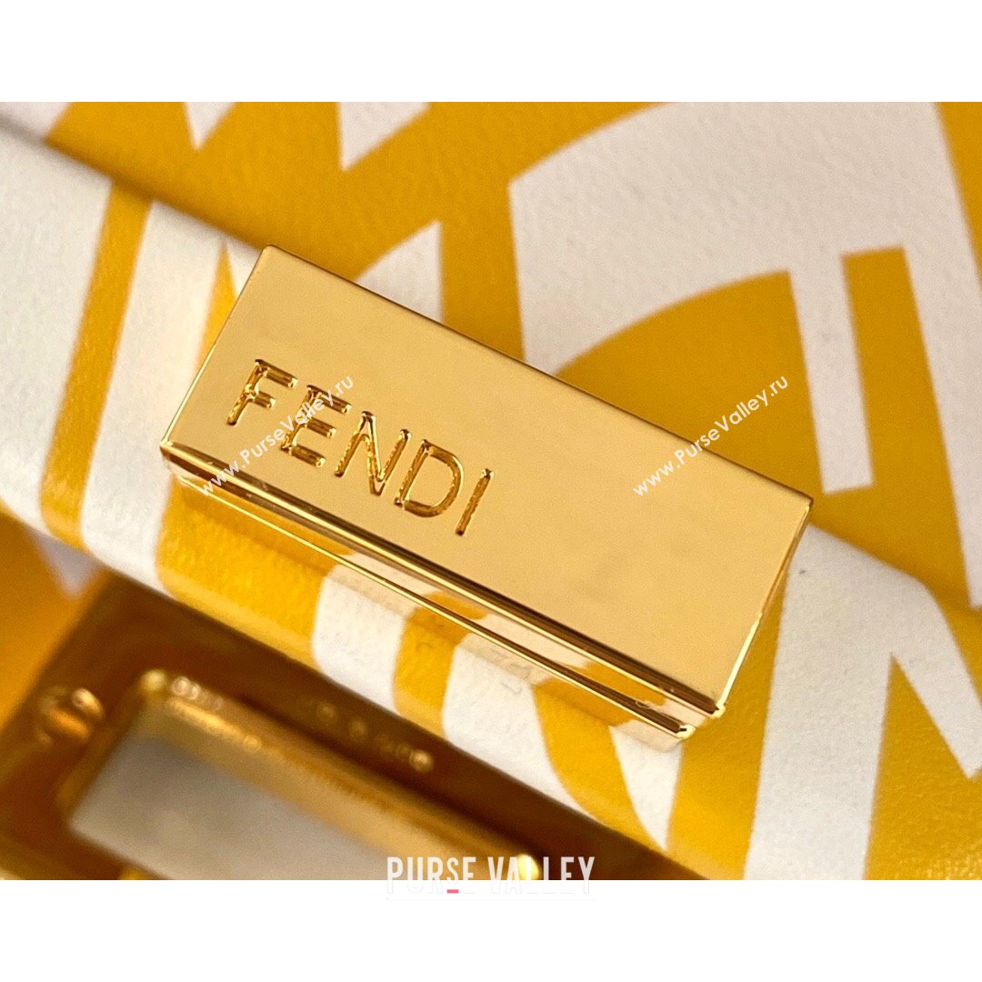 Fendi Peekaboo Mini Bag in FF Vertigo Leather Yellow/White 2021 (CL-21090621)