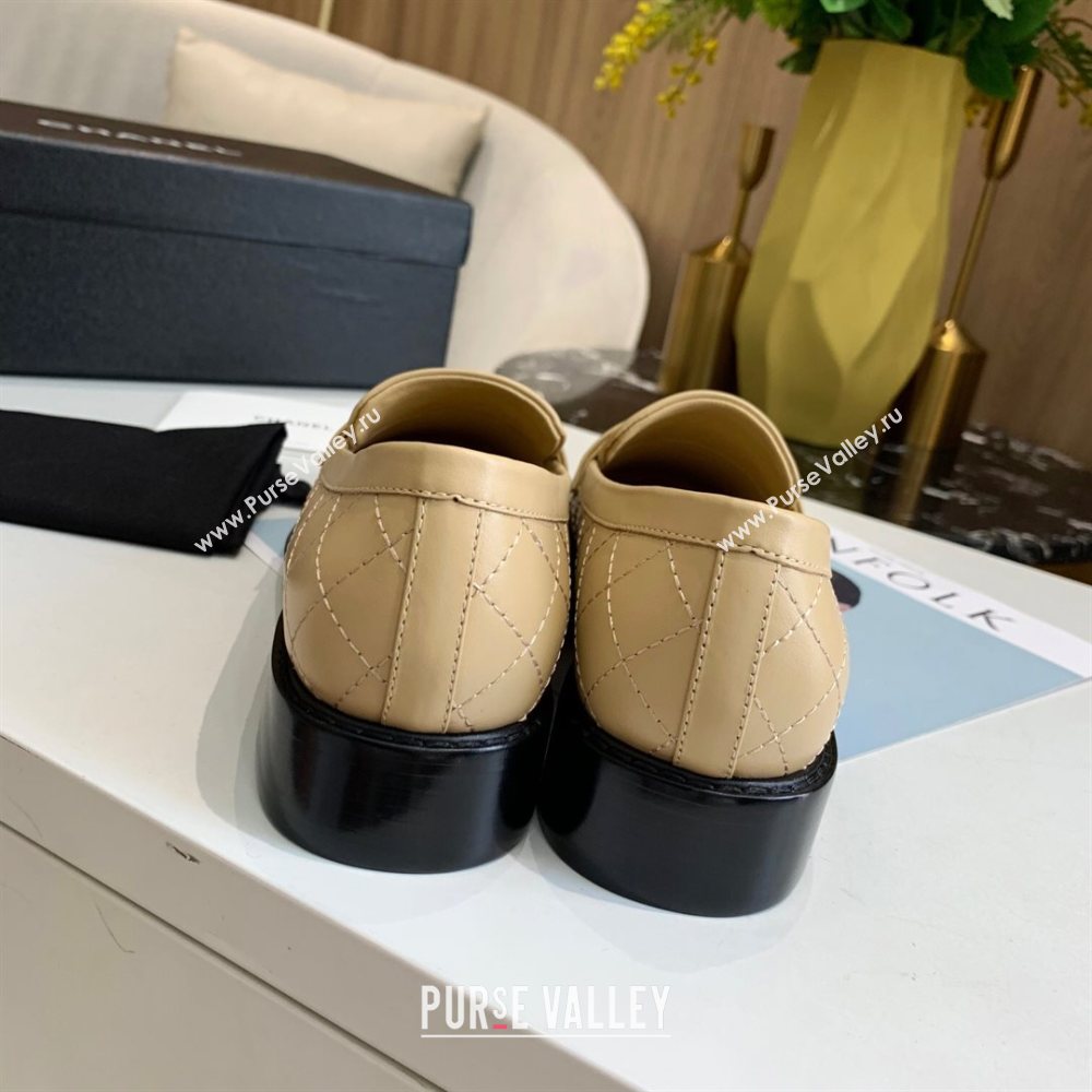 Chanel Quilted Lambskin Loafers with CC Band G36436 Apricot 2020 (MD-20111237)