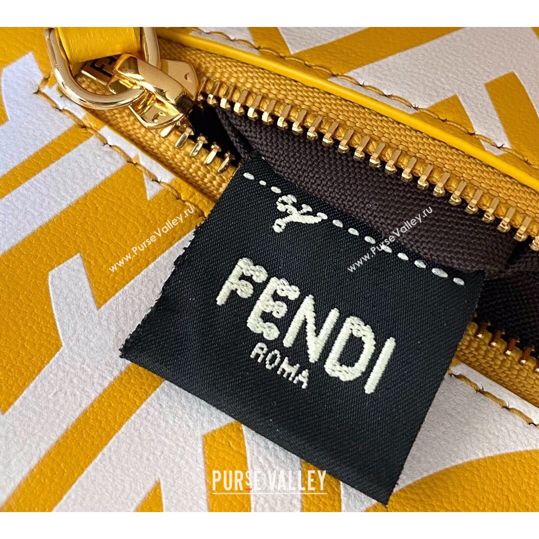 Fendi Peekaboo Mini Bag in FF Vertigo Leather Yellow/White 2021 (CL-21090621)