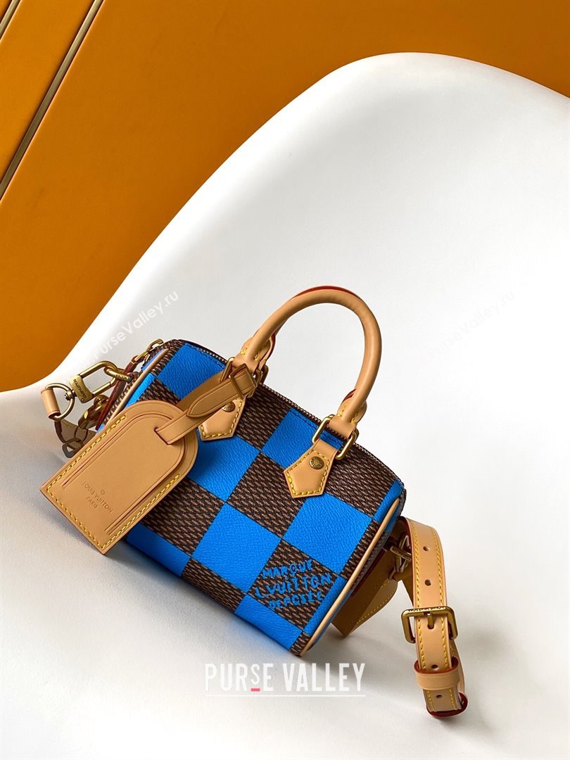 Louis Vuitton Speedy 18 Bandouliere Damier Pop in Damier Pop Coated Canvas N40595 Blue 2024 (K-24072501)