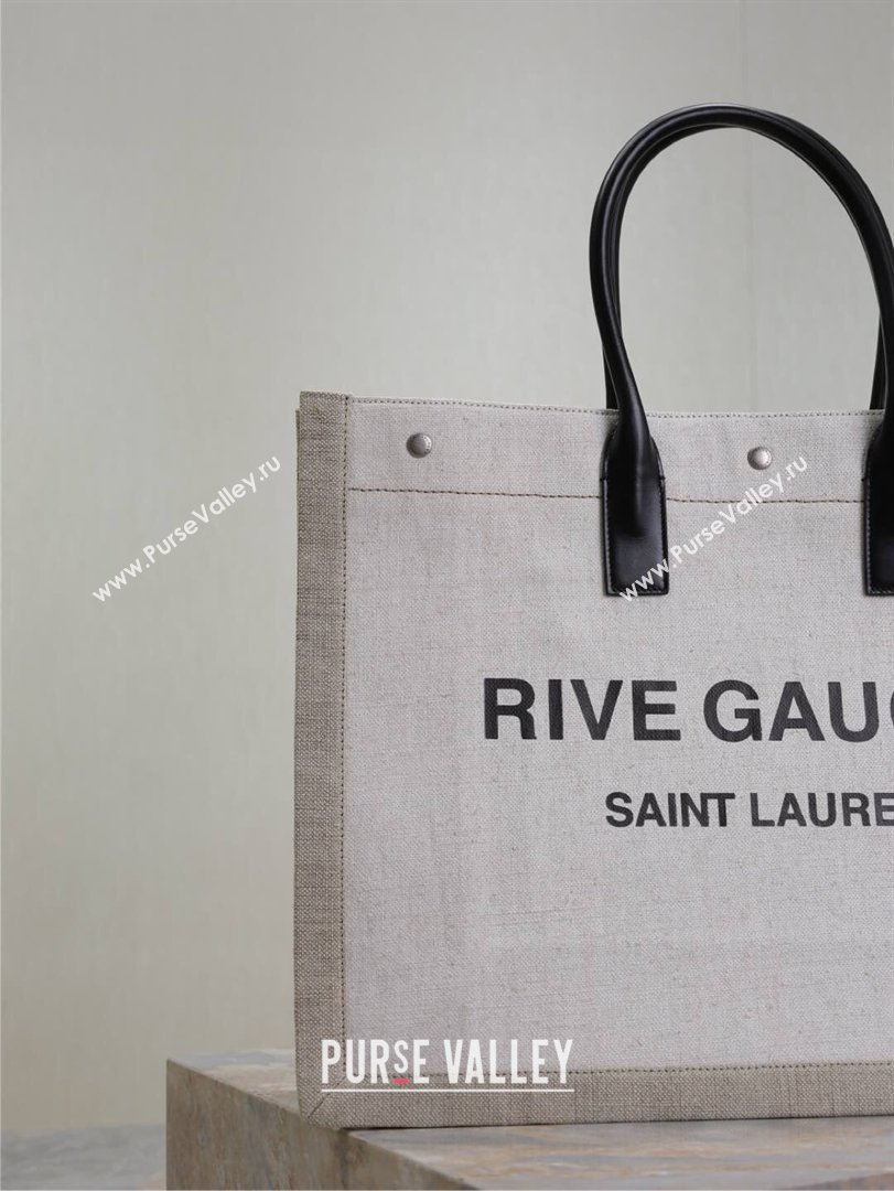 Saint Laurent Rive Gauche Large Tote bag in Linen and Cotton White 2026 509415 (MHUI-260403068)