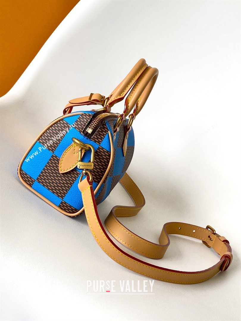 Louis Vuitton Speedy 18 Bandouliere Damier Pop in Damier Pop Coated Canvas N40595 Blue 2024 (K-24072501)