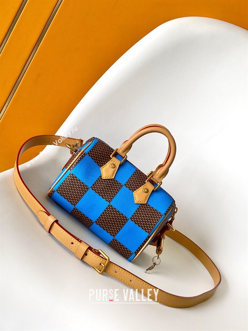 Louis Vuitton Speedy 18 Bandouliere Damier Pop in Damier Pop Coated Canvas N40595 Blue 2024 (K-24072501)