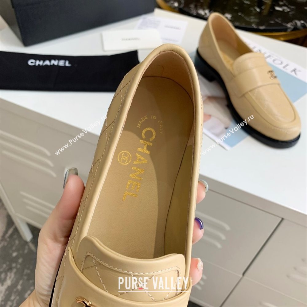 Chanel Quilted Lambskin Loafers with CC Band G36436 Apricot 2020 (MD-20111237)