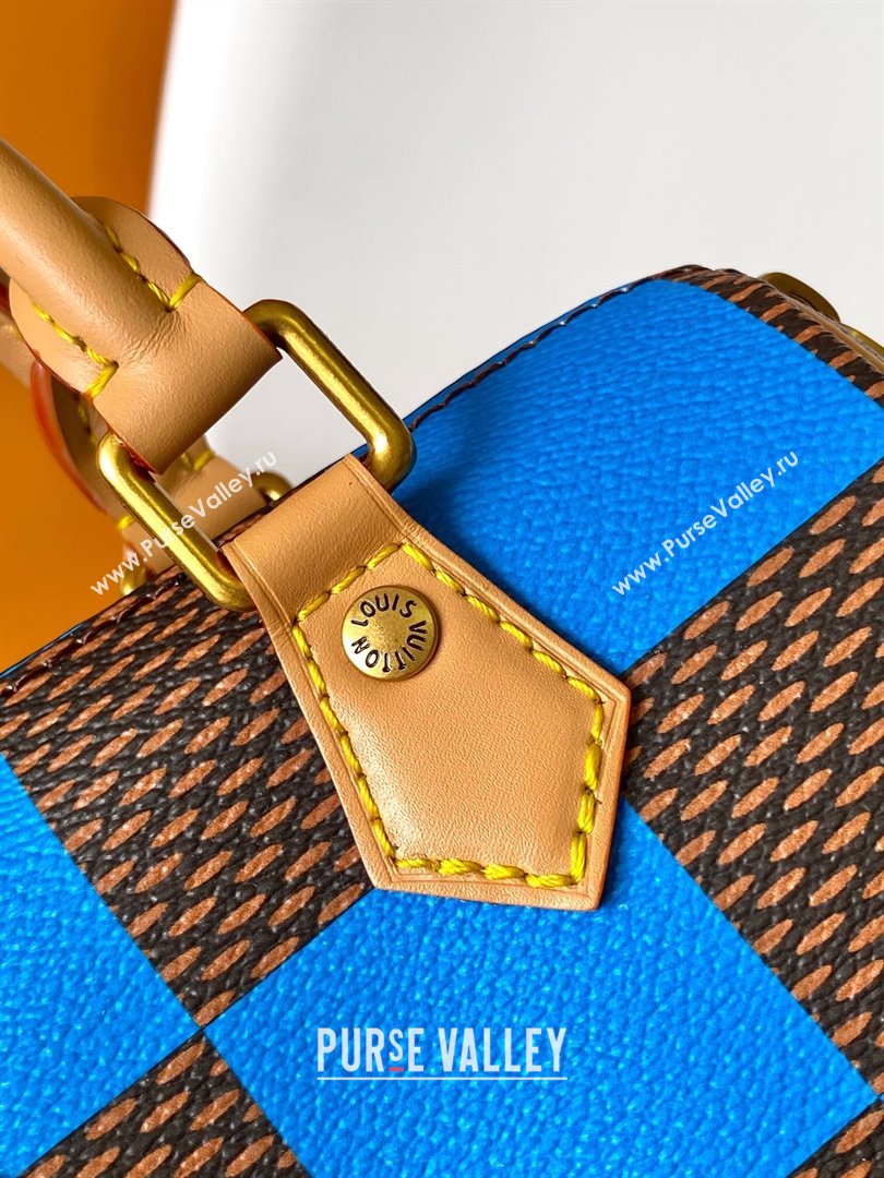 Louis Vuitton Speedy 18 Bandouliere Damier Pop in Damier Pop Coated Canvas N40595 Blue 2024 (K-24072501)