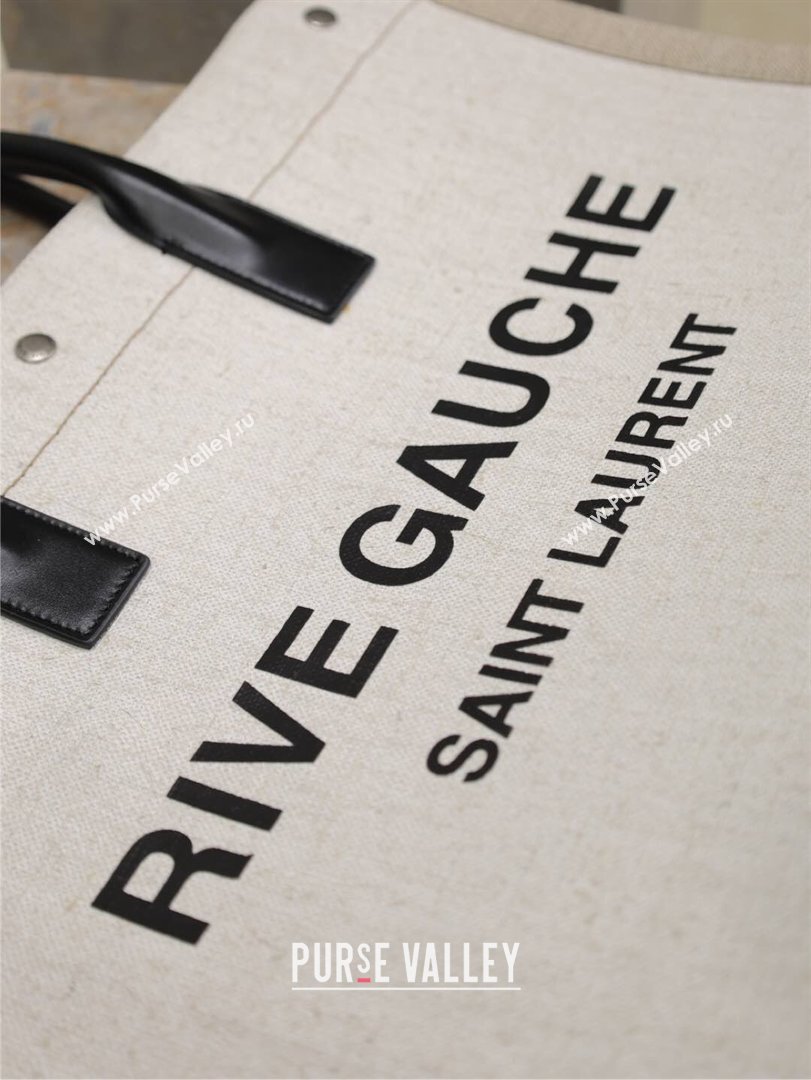 Saint Laurent Rive Gauche Large Tote bag in Linen and Cotton White 2026 509415 (MHUI-260403068)