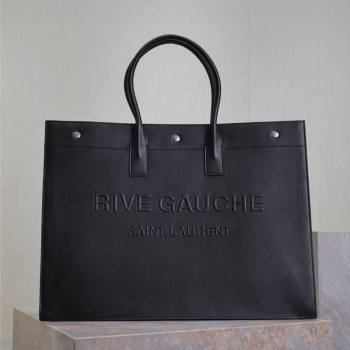 Saint Laurent Rive Gauche Large Tote bag in Calfskin Leather Black 2026 509415 (MHUI-260403069)