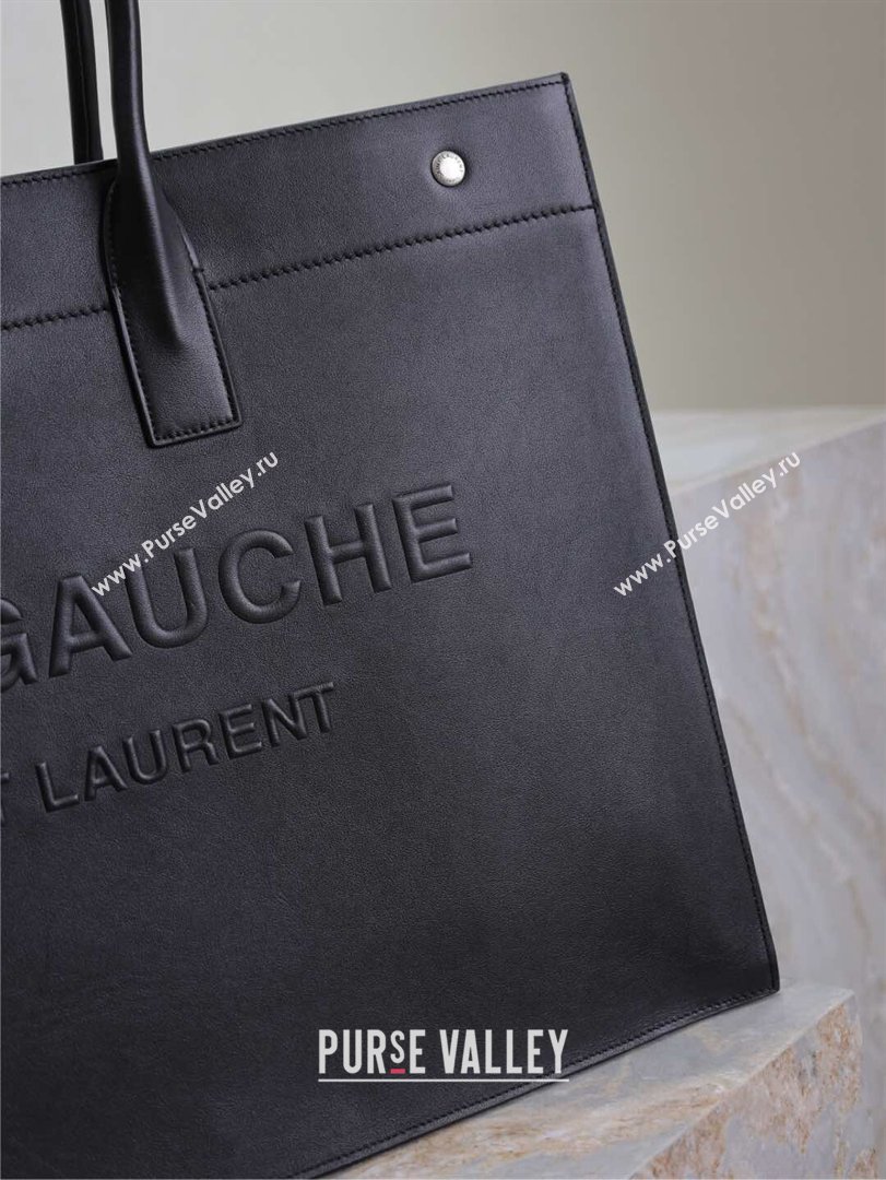Saint Laurent Rive Gauche Large Tote bag in Calfskin Leather Black 2026 509415 (MHUI-260403069)