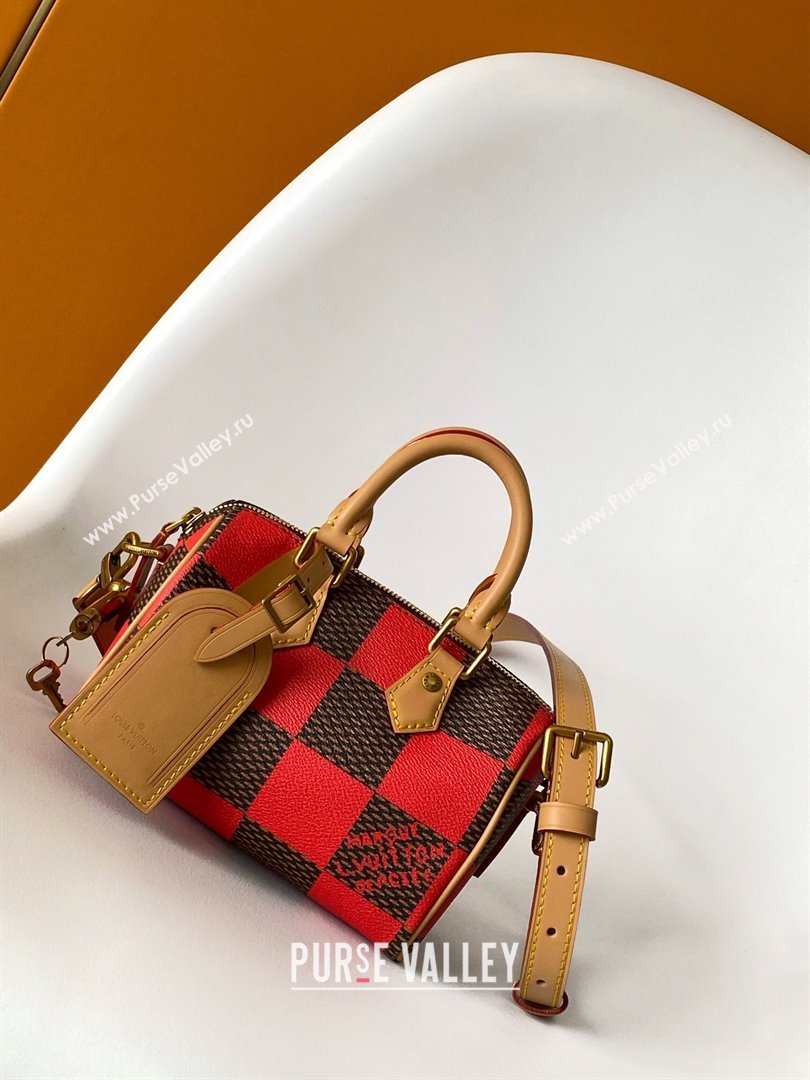 Louis Vuitton Speedy 18 Bandouliere Damier Pop in Damier Pop Coated Canvas N40611 Red 2024 (K-24072502)