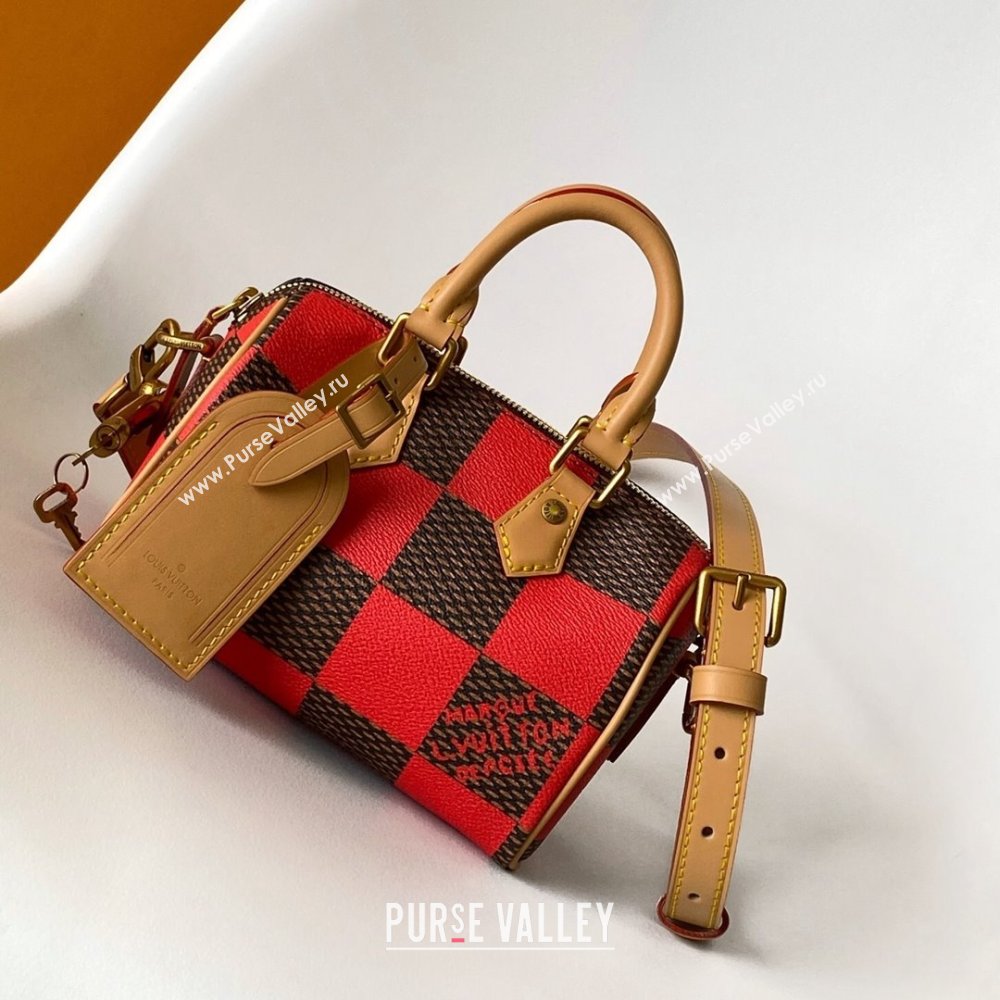 Louis Vuitton Speedy 18 Bandouliere Damier Pop in Damier Pop Coated Canvas N40611 Red 2024 (K-24072502)