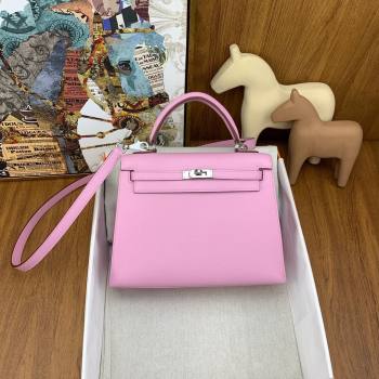 Hermes Kelly 25/28cm Bag in Original Epsom Leather Malva Violet/Silver 2024(Handmade) (M-24022007)