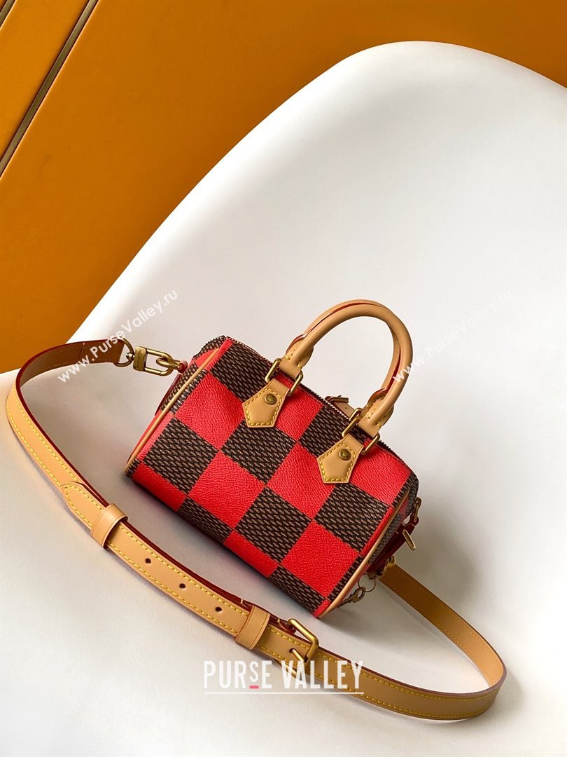 Louis Vuitton Speedy 18 Bandouliere Damier Pop in Damier Pop Coated Canvas N40611 Red 2024 (K-24072502)