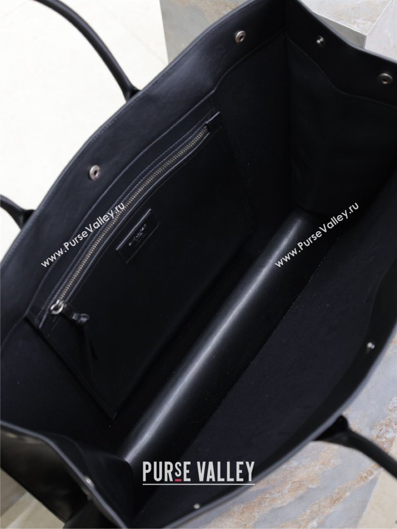 Saint Laurent Rive Gauche Large Tote bag in Calfskin Leather Black 2026 509415 (MHUI-260403069)