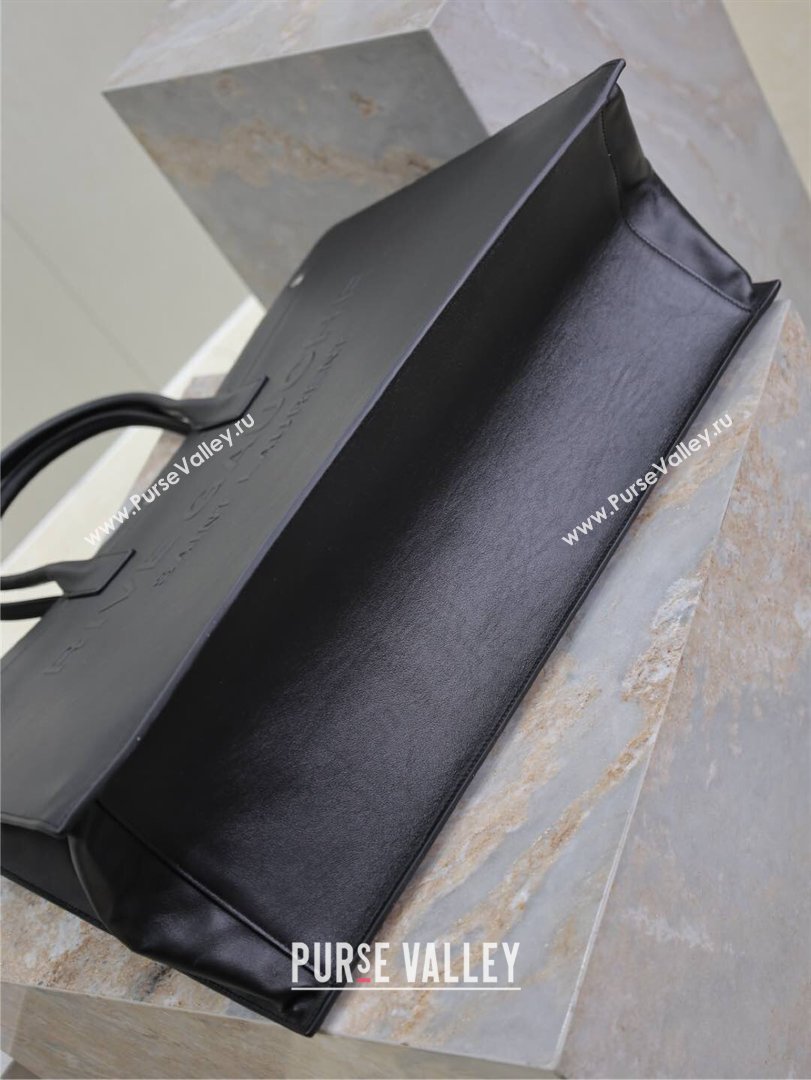 Saint Laurent Rive Gauche Large Tote bag in Calfskin Leather Black 2026 509415 (MHUI-260403069)