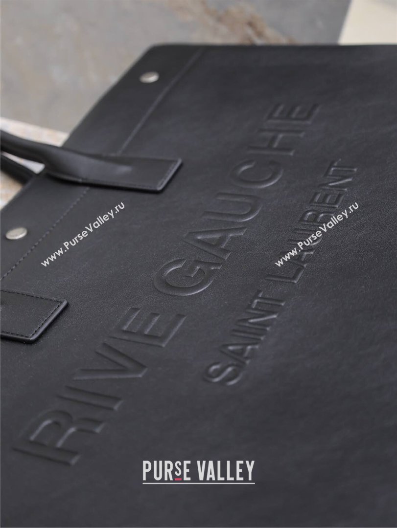 Saint Laurent Rive Gauche Large Tote bag in Calfskin Leather Black 2026 509415 (MHUI-260403069)
