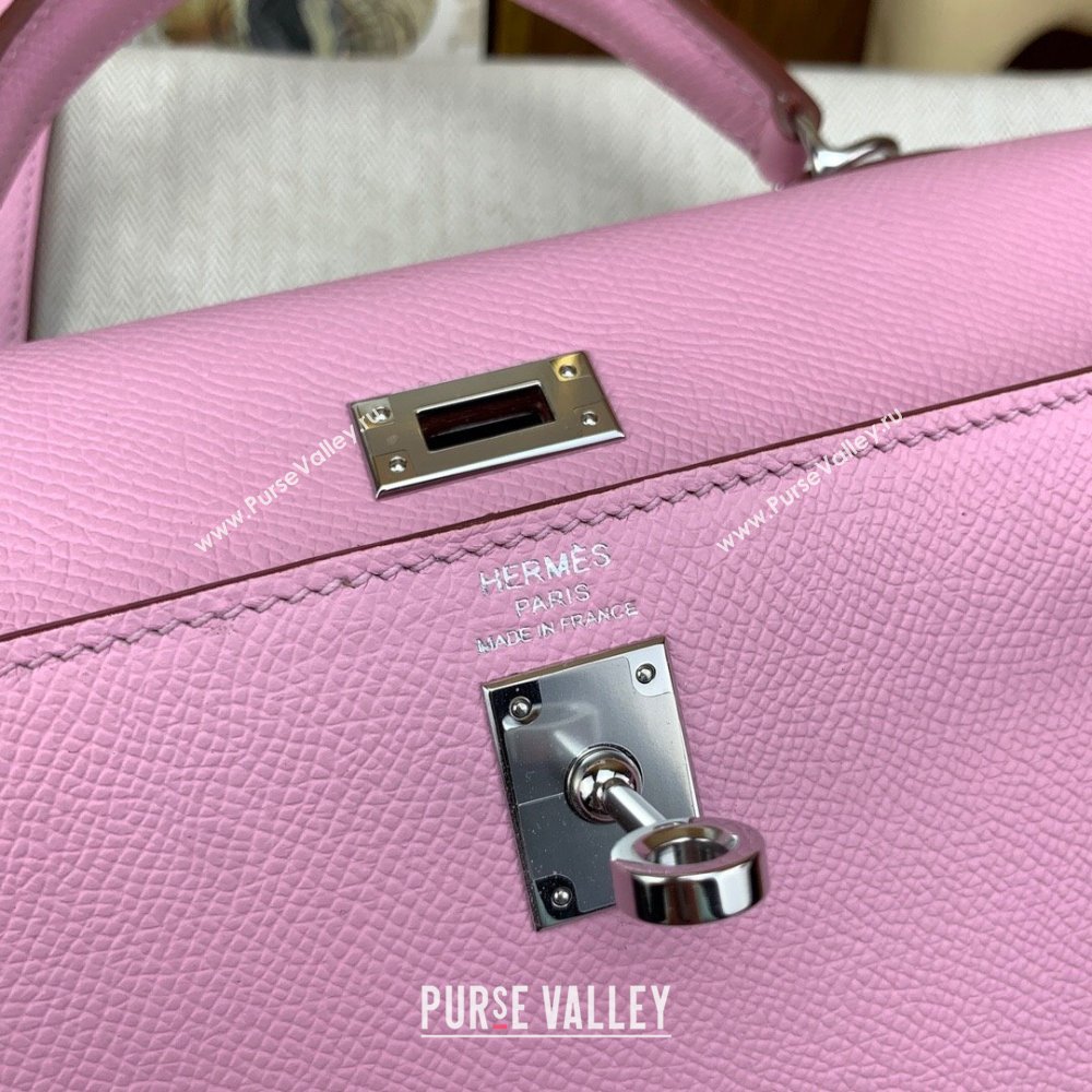 Hermes Kelly 25/28cm Bag in Original Epsom Leather Malva Violet/Silver 2024(Handmade) (M-24022007)