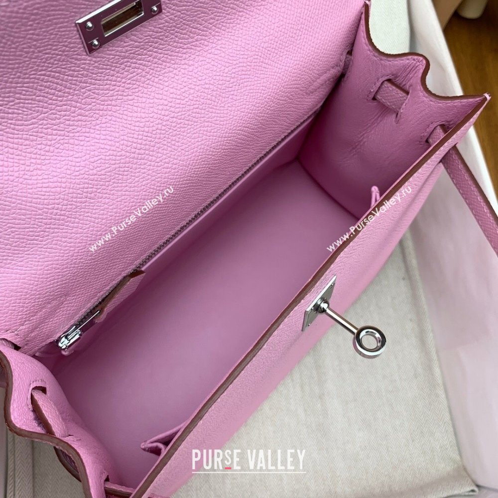 Hermes Kelly 25/28cm Bag in Original Epsom Leather Malva Violet/Silver 2024(Handmade) (M-24022007)