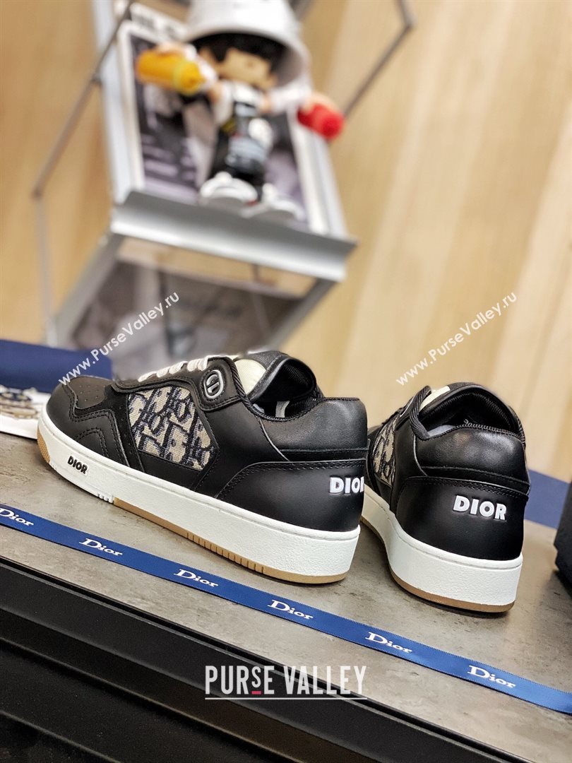 Dior B27 Low-Top Sneakers in Black Calfskin and Beige Oblique Canvas 2020 (For Women and Men) (MD-20120339)