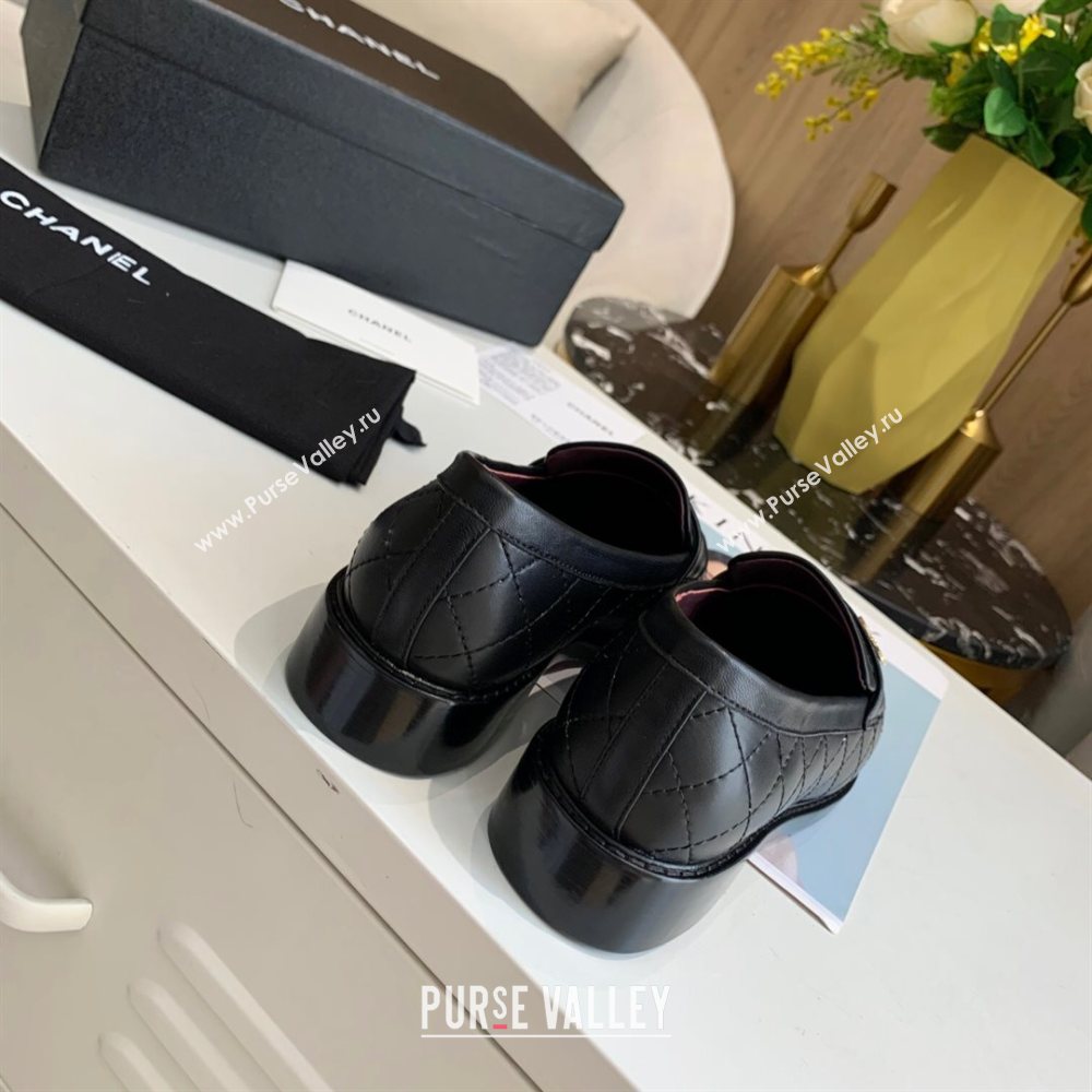 Chanel Quilted Lambskin Loafers with CC Band G36436 Black 2020 (MD-20111235)