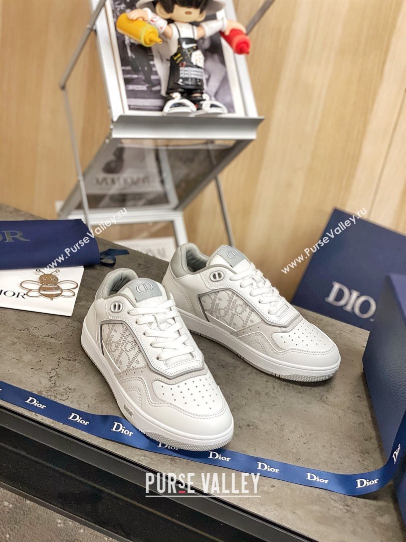 Dior B27 Low-Top Sneakers in White and Grey Calfskin 2020 (For Women and Men) (MD-20120340)