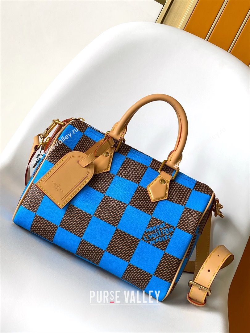 Louis Vuitton Speedy 25 Bandouliere Damier Pop in Damier Pop Coated Canvas N40585 Blue 2024 (K-24072504)