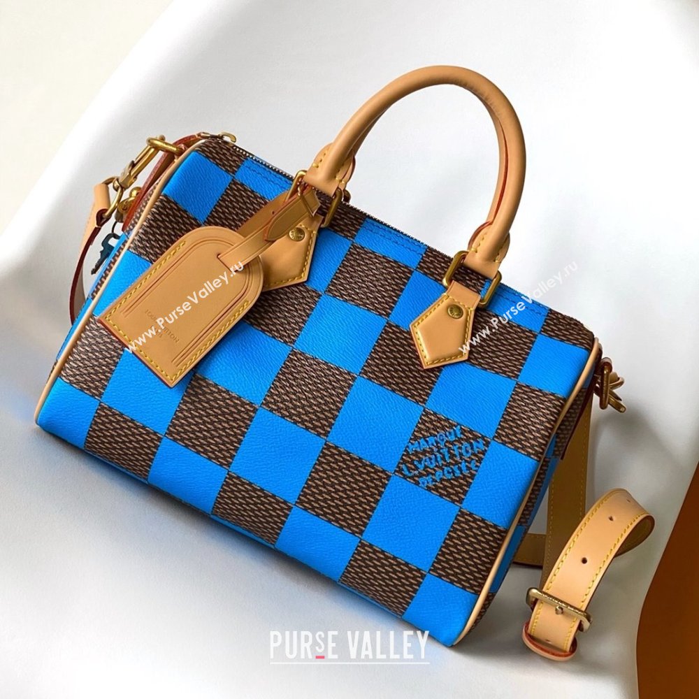 Louis Vuitton Speedy 25 Bandouliere Damier Pop in Damier Pop Coated Canvas N40585 Blue 2024 (K-24072504)