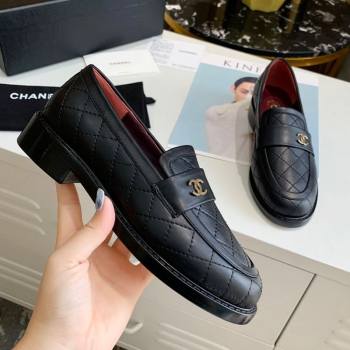 Chanel Quilted Lambskin Loafers with CC Band G36436 Black 2020 (MD-20111235)